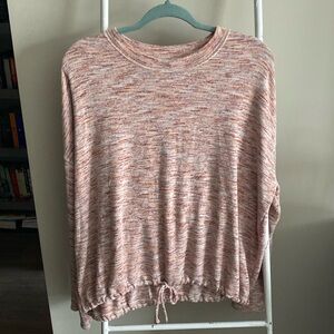 Aerie Red and Orange Long Sleeve/Wide Sleeved Sweater with Tie at Bottom Size L